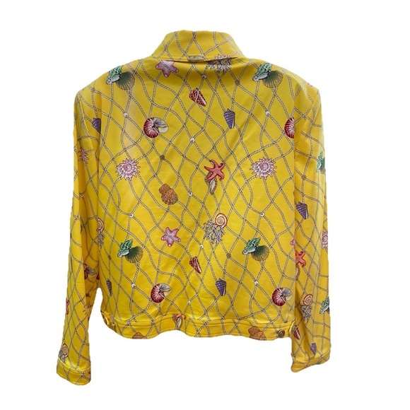St John Sport by Marie Gray Womens Seashell Stretch Jacket Sz L Yellow Button Up - Picture 2 of 11